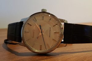 Grand Seiko is now a separate brand and this is a re-edition of the first Grand Seiko from 1960. 1960 pieces made in steel.