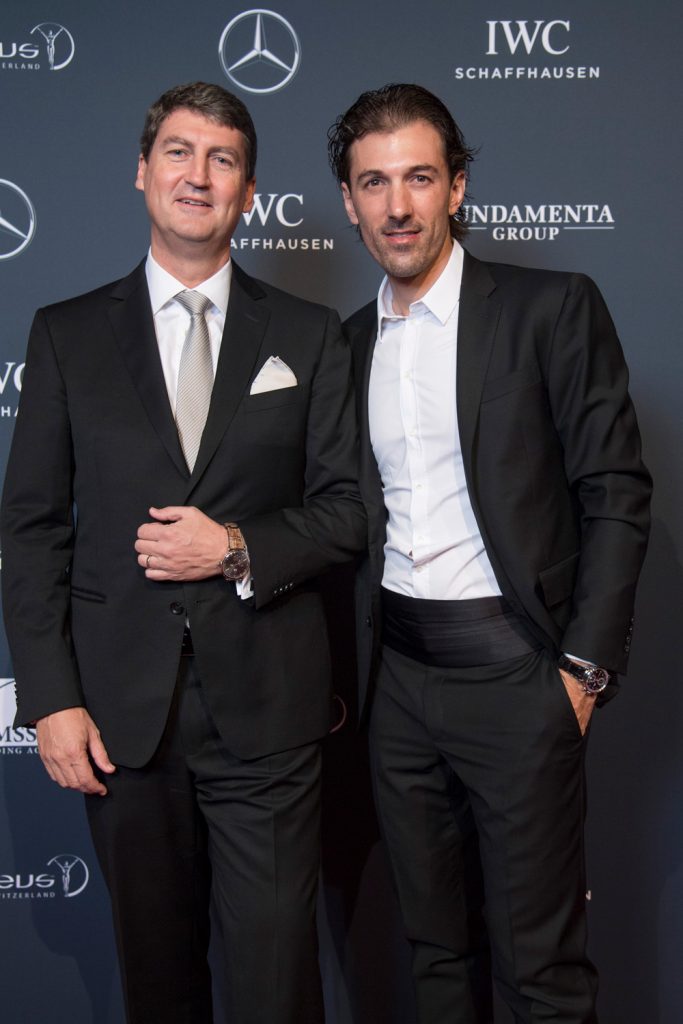 Managing Director IWC Switzerland Linus Fuchs and Fabian Cancellara attend the 11th Laureus Charity Night