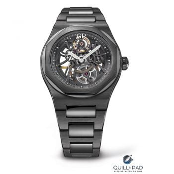 For the first time the Laureato Skeleton is entirely clothed in black ceramic
