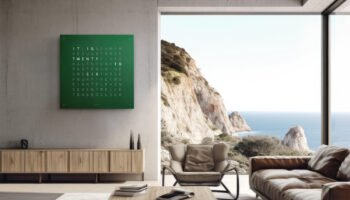 QLOCKTWO Velvet Noble Green 90 x 90 cm
