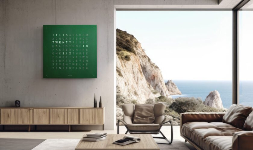 QLOCKTWO Velvet Noble Green 90 x 90 cm