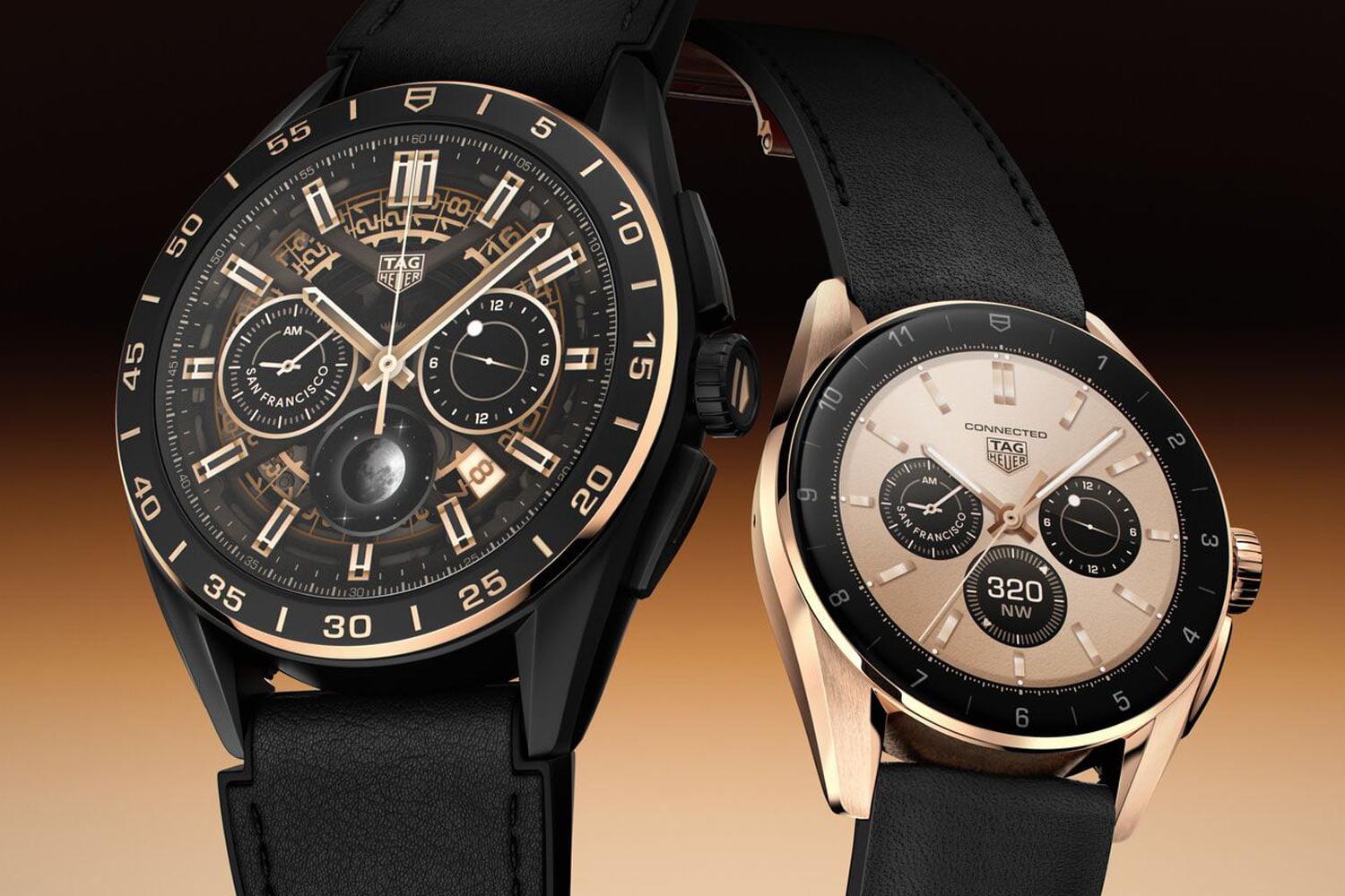 TAG Heuer Connected 45 mm Bright Black Edition en de Connected 42 mm Golden Bright Edition