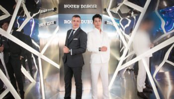 Nicola Andreatta, voormalig CEO van Roger Dubuis, met rechts de Chinees/Canadese acteur Dou Xiao