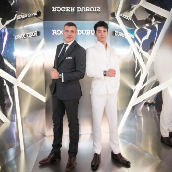 Nicola Andreatta, voormalig CEO van Roger Dubuis, met rechts de Chinees/Canadese acteur Dou Xiao